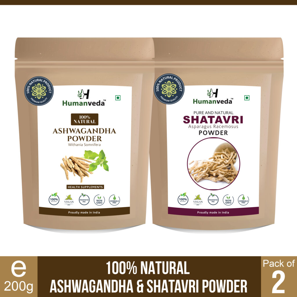 Humanveda Natural Ashwagandha and Shatavari Powder – 100 gms each (Pack of 2)