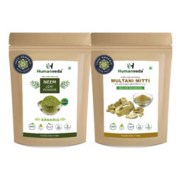 Humanveda Neem Leaf Powder | Azadirachta indica With Multani Mitti Powder | Healing Clay - Natural, Pure and Organic for Hair and Skin Care