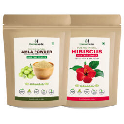 Humanveda Amla Powder | Indian Gooseberry with Hibiscus Flower Powder | Hibiscus rosa-sinensis - Natural, Pure and For Hair and Skin Care